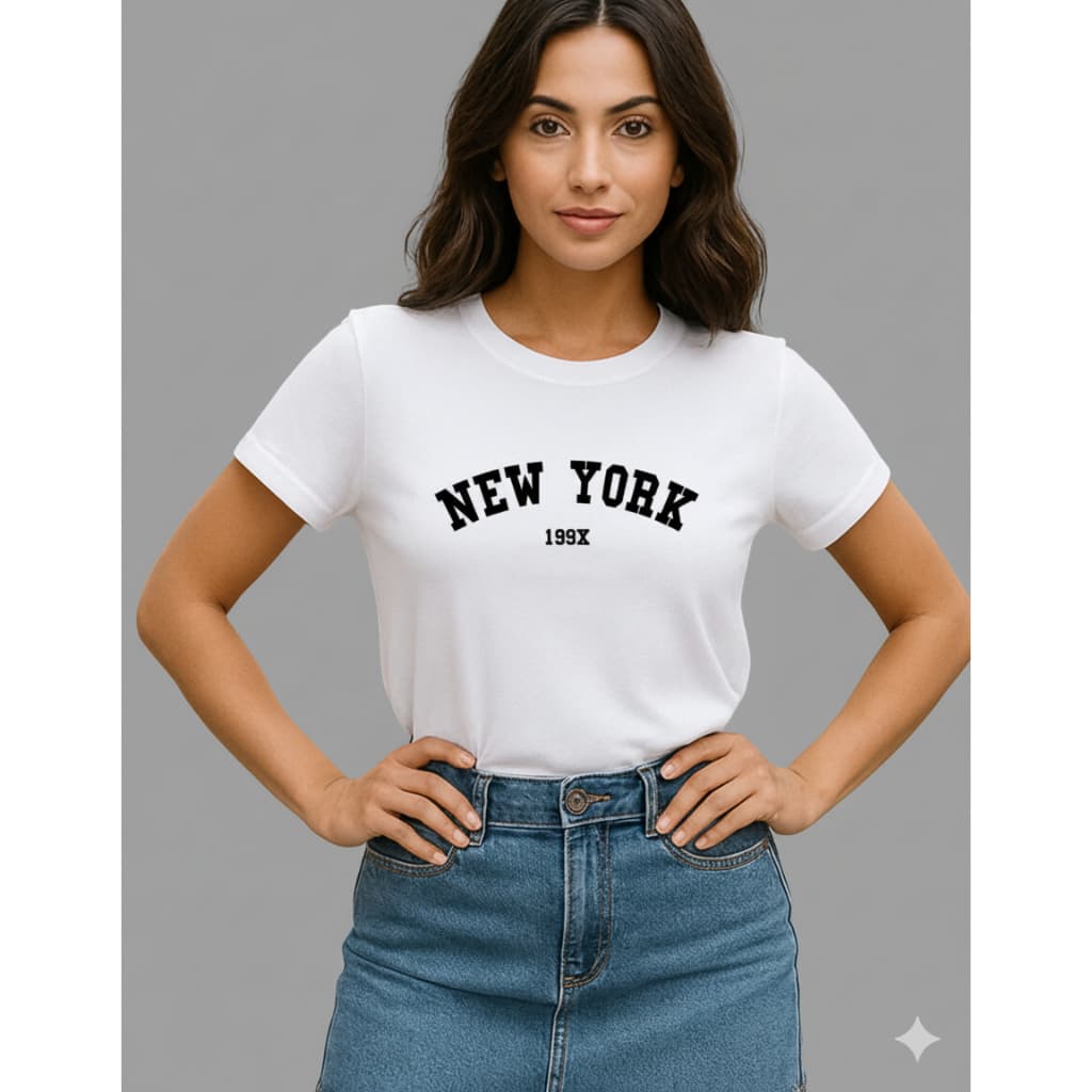 Camiseta Feminina Linda Estilosa 100% Algodão Premium New York