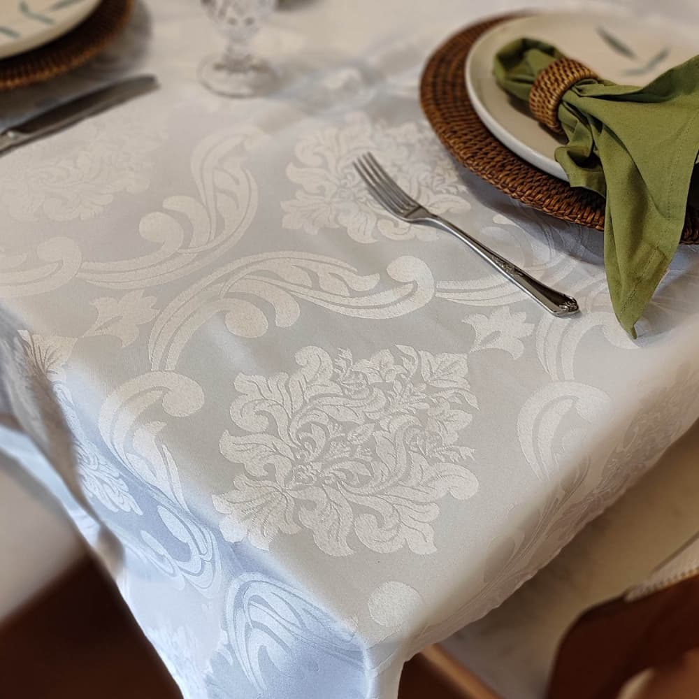 Toalha Mesa Retângular 4 6 e 8 Lugares Tecido Jacquard Inglês Luxo Festa Buffet AMP Magazine