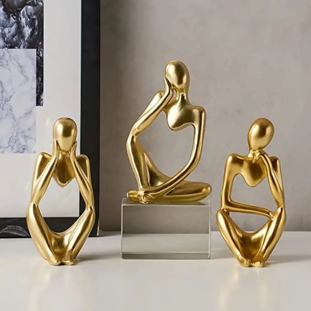 Kit Trio e Dupla Lindas Estatuas Elegante Esculturas Decorativas Decoração Moderna para Casa, Sala e Escritório Promoção