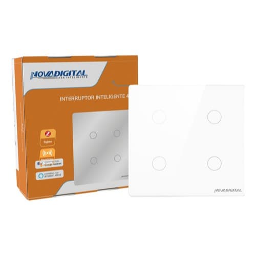 Interruptor Inteligente Zigbee 4 Botões 4x4 Alexa Branco Branco