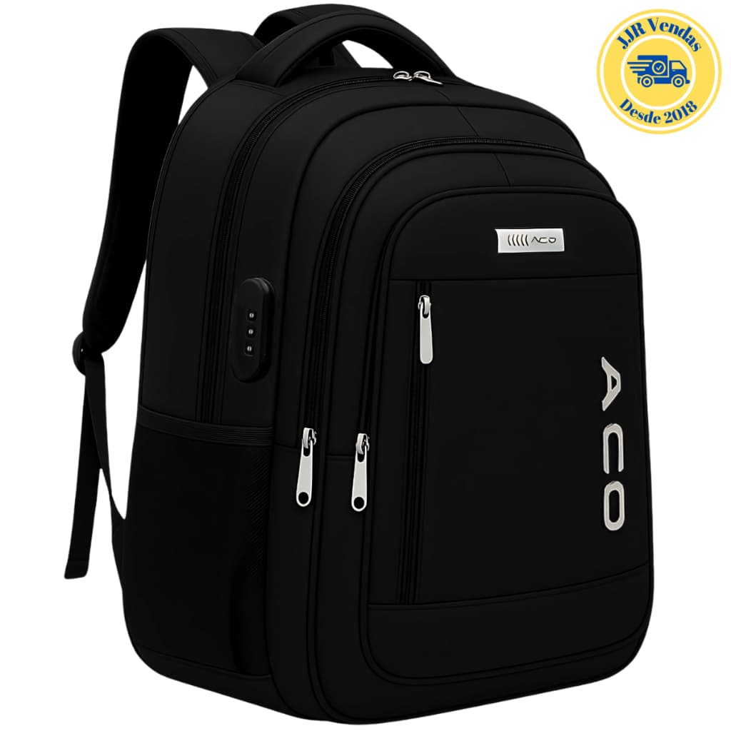Mochila Notebook Antifurto c/ Senha e Entradas p/ Fone de Ouvido Impermeável Acolchoada Unissex