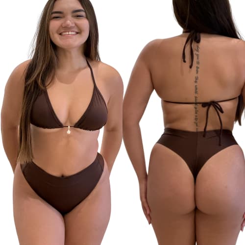 Biquíni Cortininha Feminino Plus Size com Bojo Removível Cintura Alta Calcinha Modeladora Luxo