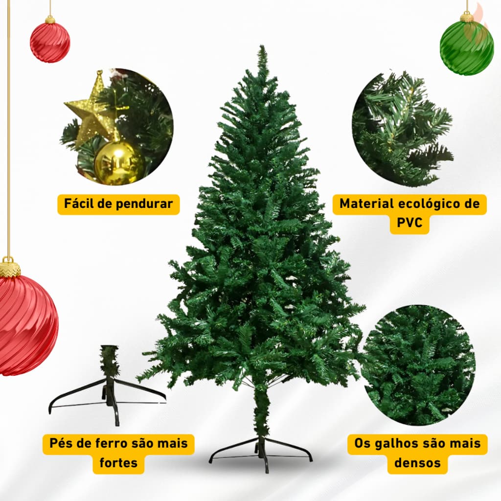Arvore De Natal Enfeite Decoração Para Festa Natalina Verde Premium 1,80 Com 720 Galhos