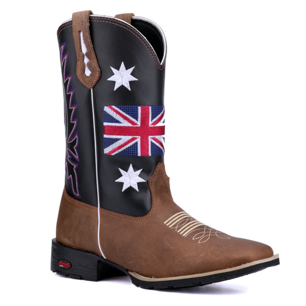 Texana em Couro Legítimo Café/Preto com Bandeira Inglaterra Estilo, Conforto Premium e Durabilidade