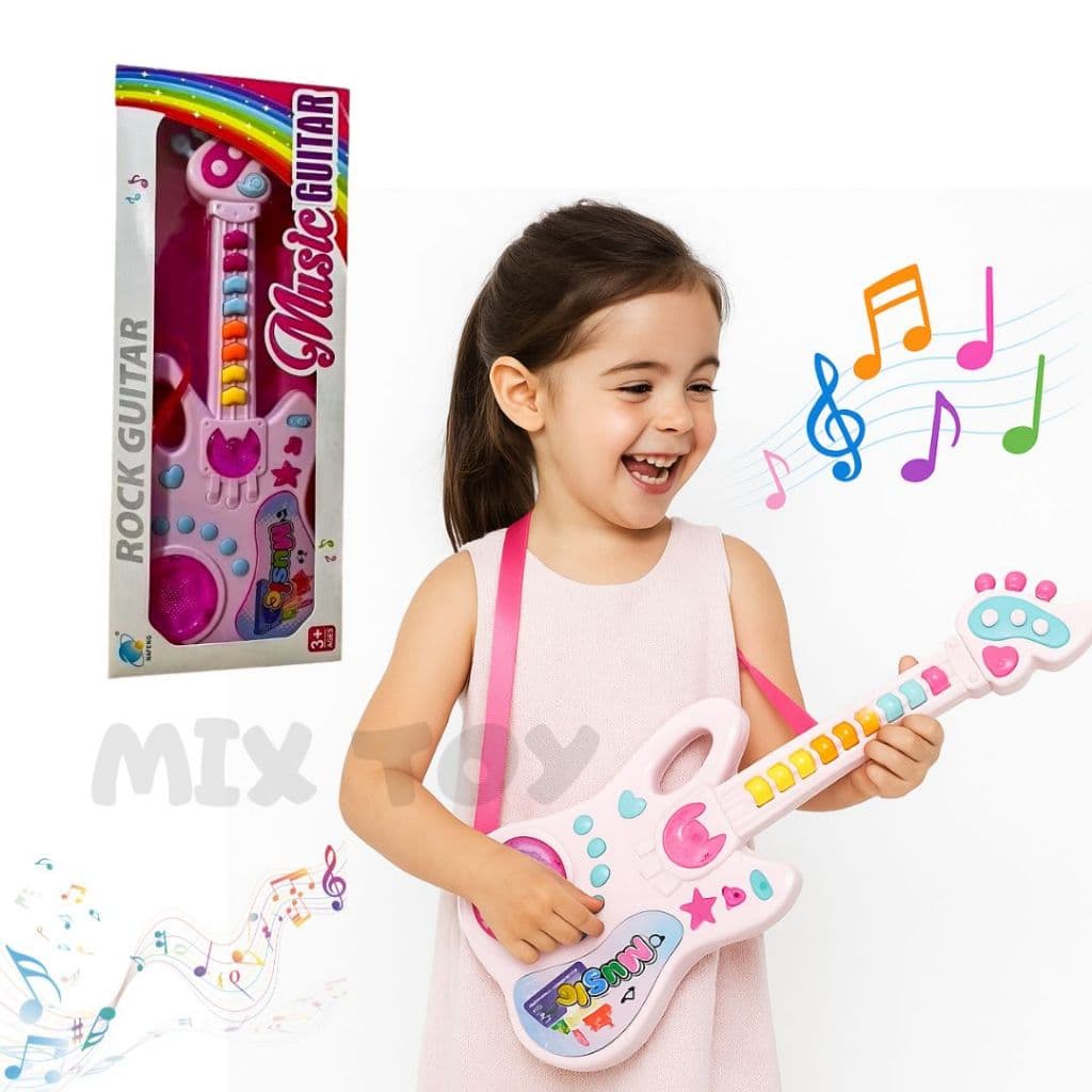 Guitarra Musical Infantil Som E Luz Brinquedo Instrumento Musical