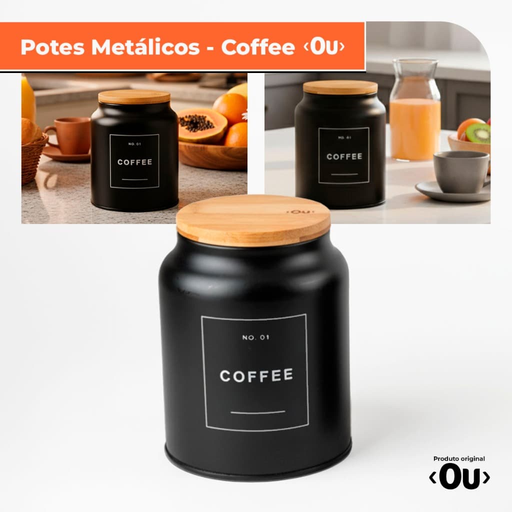 Pote Coffee 1,1l Capacidade Tampa De Bambu Sense Ou - Preto