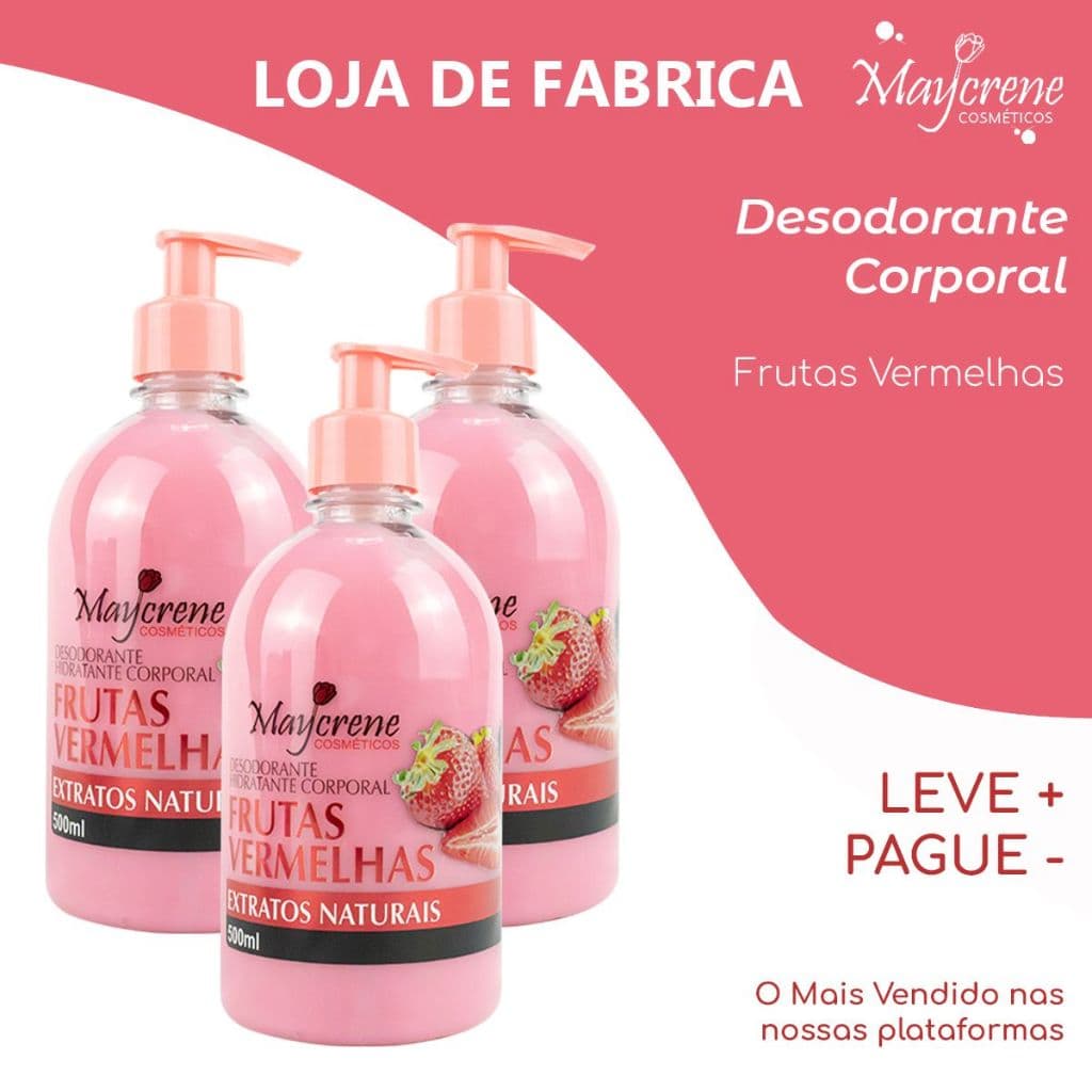 Desodorante Corporal Frutas Vermelhas Maycrene 500ml (Com Válvula)