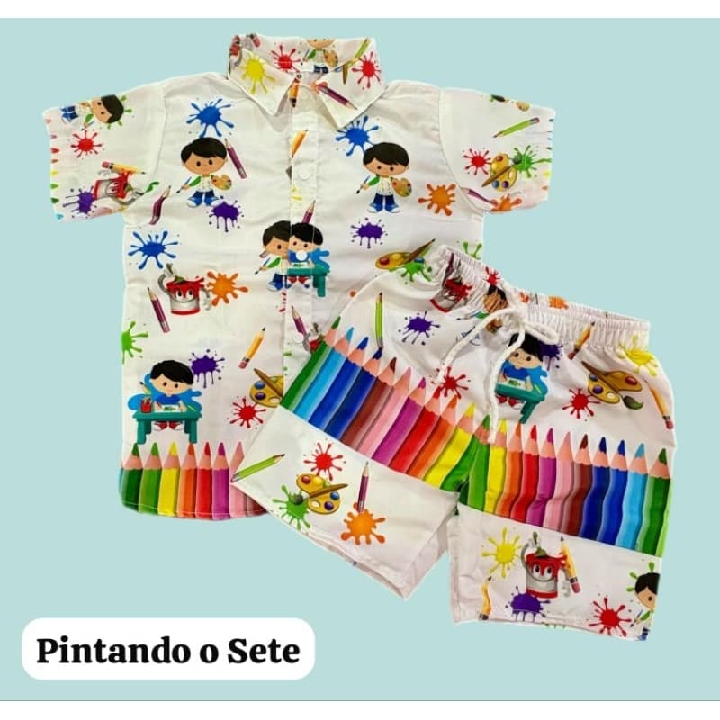 Conjunto Menino festa aniversário casamento ABC Formatura Pintando Sete