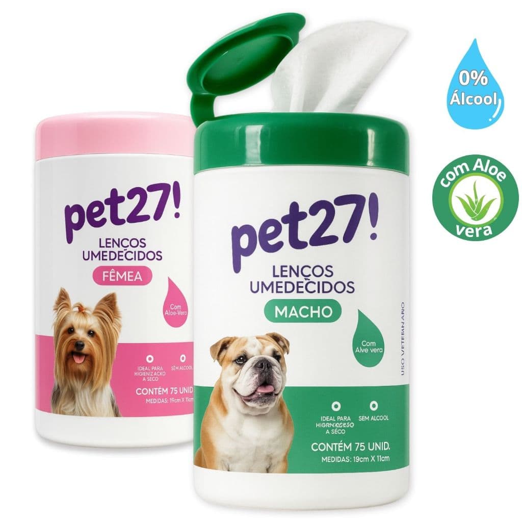 Lenço Umedecido Para Cachorro Gato Pet - 75 Unidades