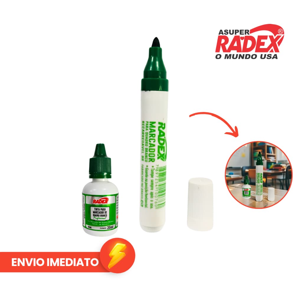 Marcador Para Quadro Branco e Tinta Reabastecedora 20 ml Verde