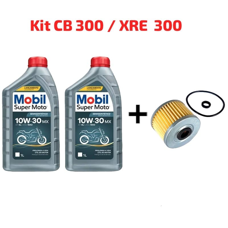 Kit Troca De Óleo CB 300 /XRE 300/CB 250 TWISTER  2 Óleo Mobil 10W30 Semissintético + Filtro de Óleo