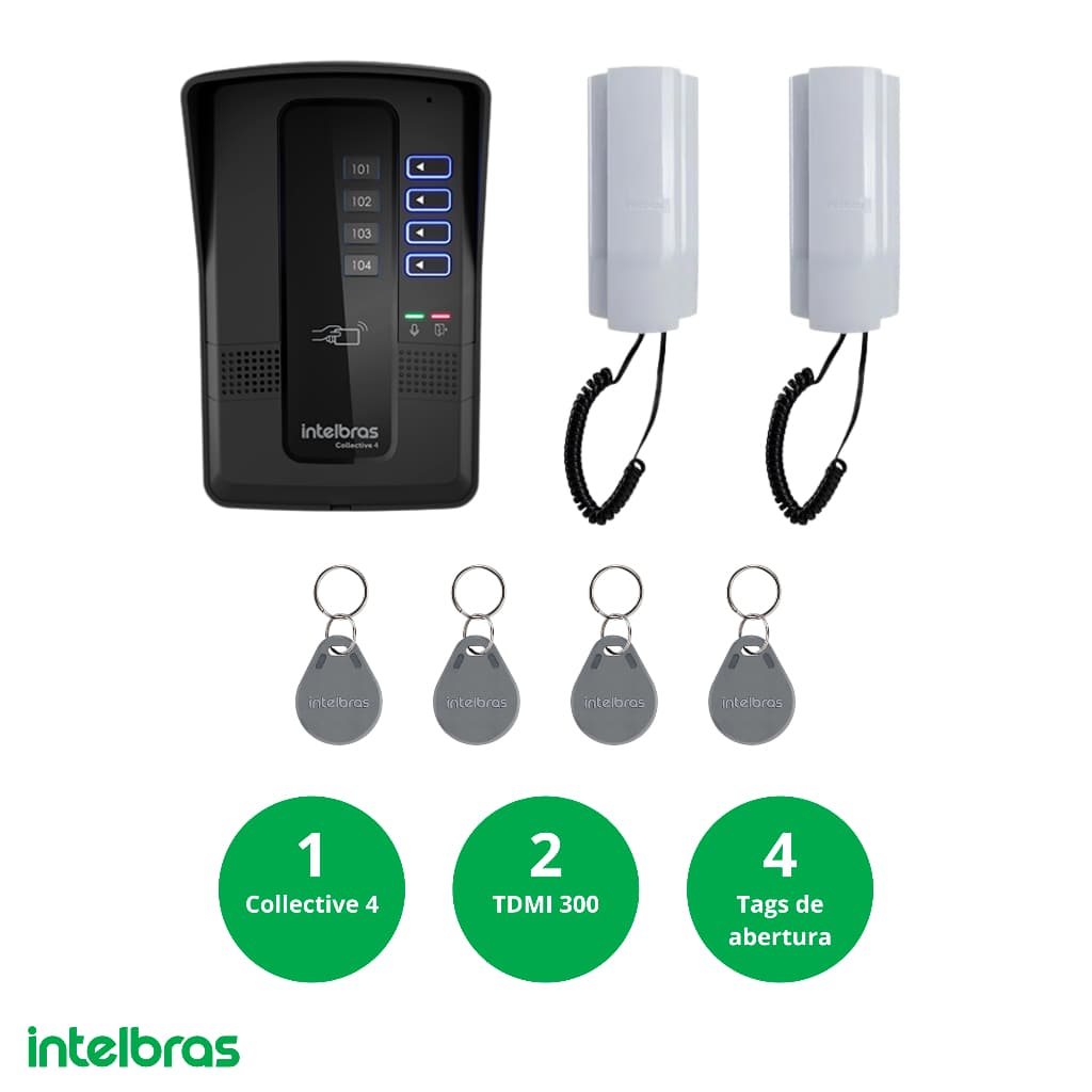Kit Collective 4i com 2 Tdmi 300 e 4 Tags Intelbras