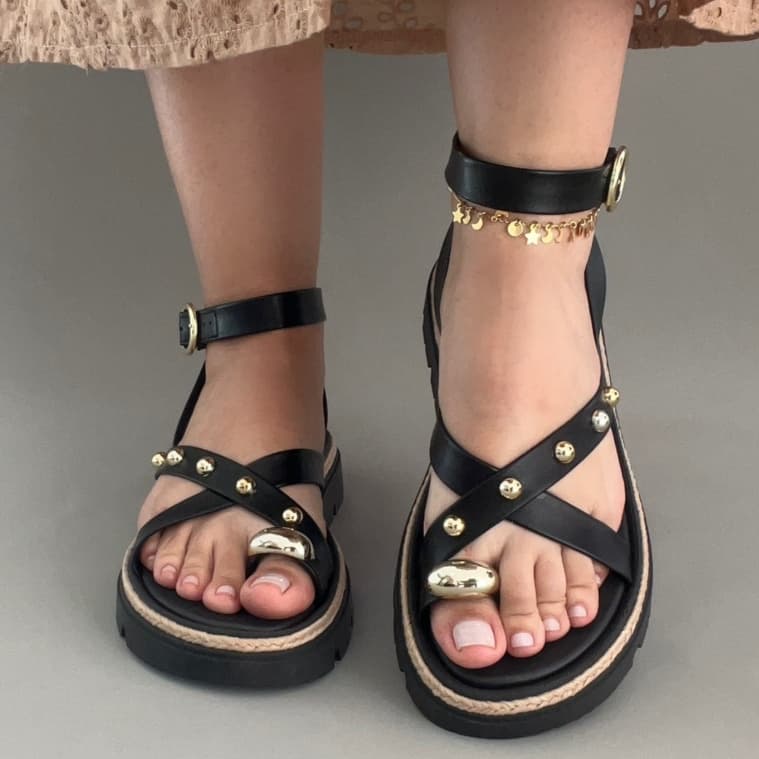 Sandália Feminina Moleca Papete Ring Toe ou Anel de Dedo Lançamento