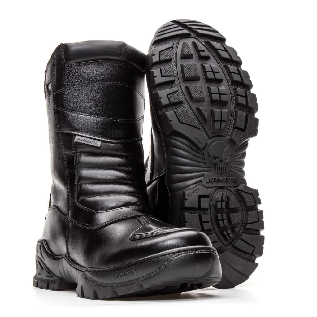 coturno militar cano alto revestido de PVC bota de couro legitimo modelo unissex garante segurança e conforto