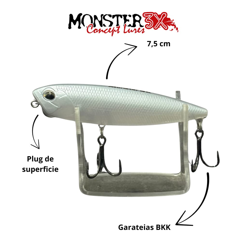 Isca artificial tucunaré – Walk-Z – 7,5cm 8g – Monster 3X – Plug de Superficie