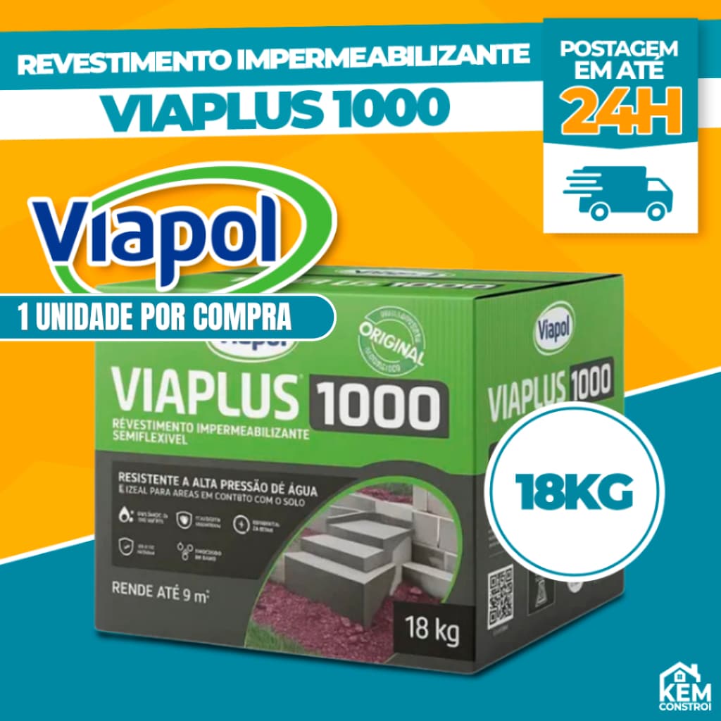 Impermeabilizante Viaplus 1000 Top 18kg Viapol Para Caixa d'água e Piscina Bloqueador de Umidade