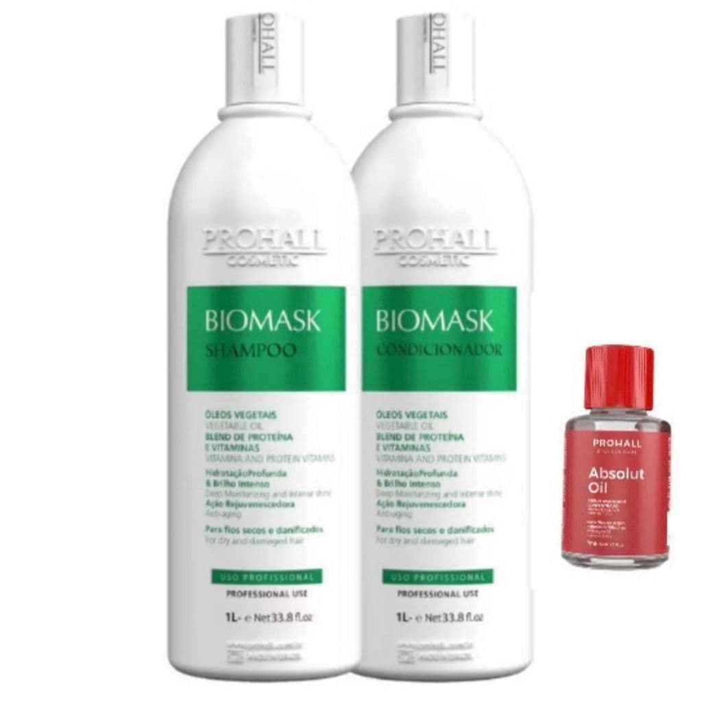 PROHALL Kit Biomask Hidratação Duo Profissional (2 Produtos) - Shampoo 1 litro + Condicionador 1 litro