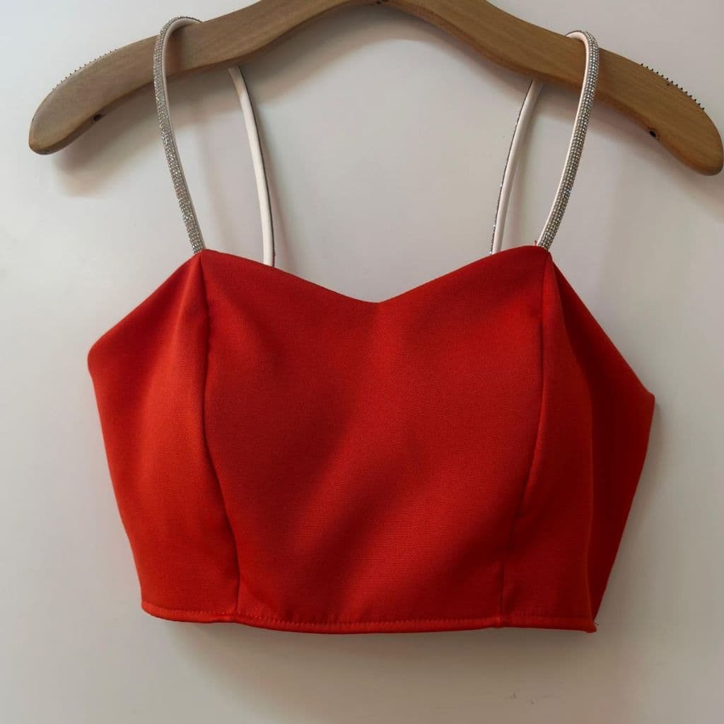 Cropped verão alça de brilho alfaiataria com costas marrante com bojo TAM unico vest 38-40