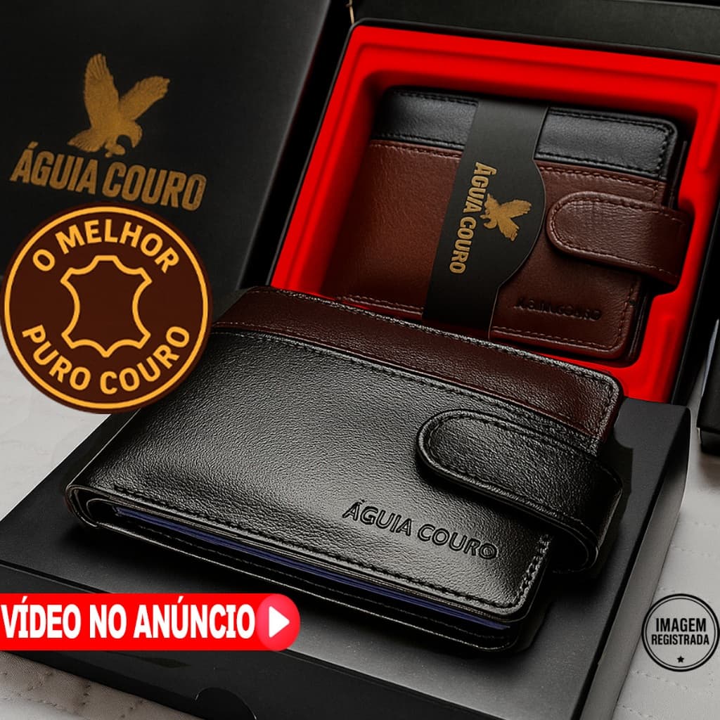 carteira masculina couro legítimo Premium *MELHOR COURO DO MERCADO* Com Fecho ou sem botão