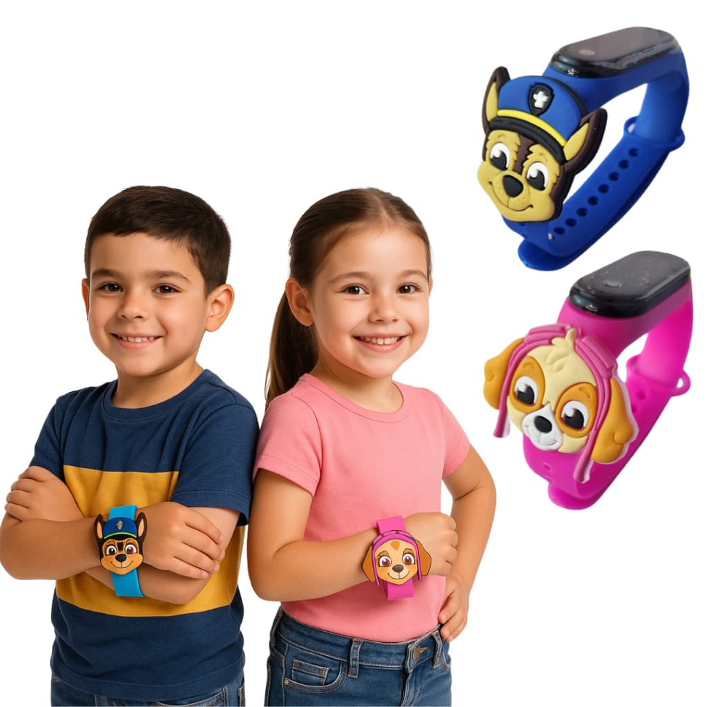 Relógio Infantil Digital Led Rayder e Sua Turma Patrulha Canina Menino & Menina Data & Hora