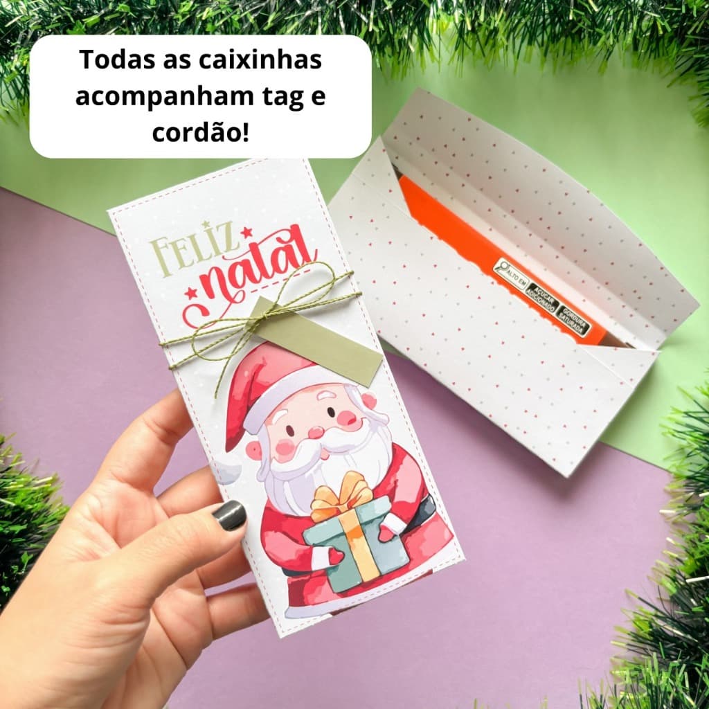 CAIXA PORTA BARRA DE CHOCOLATE FELIZ NATAL PAPAI NOEL (unidades menores)