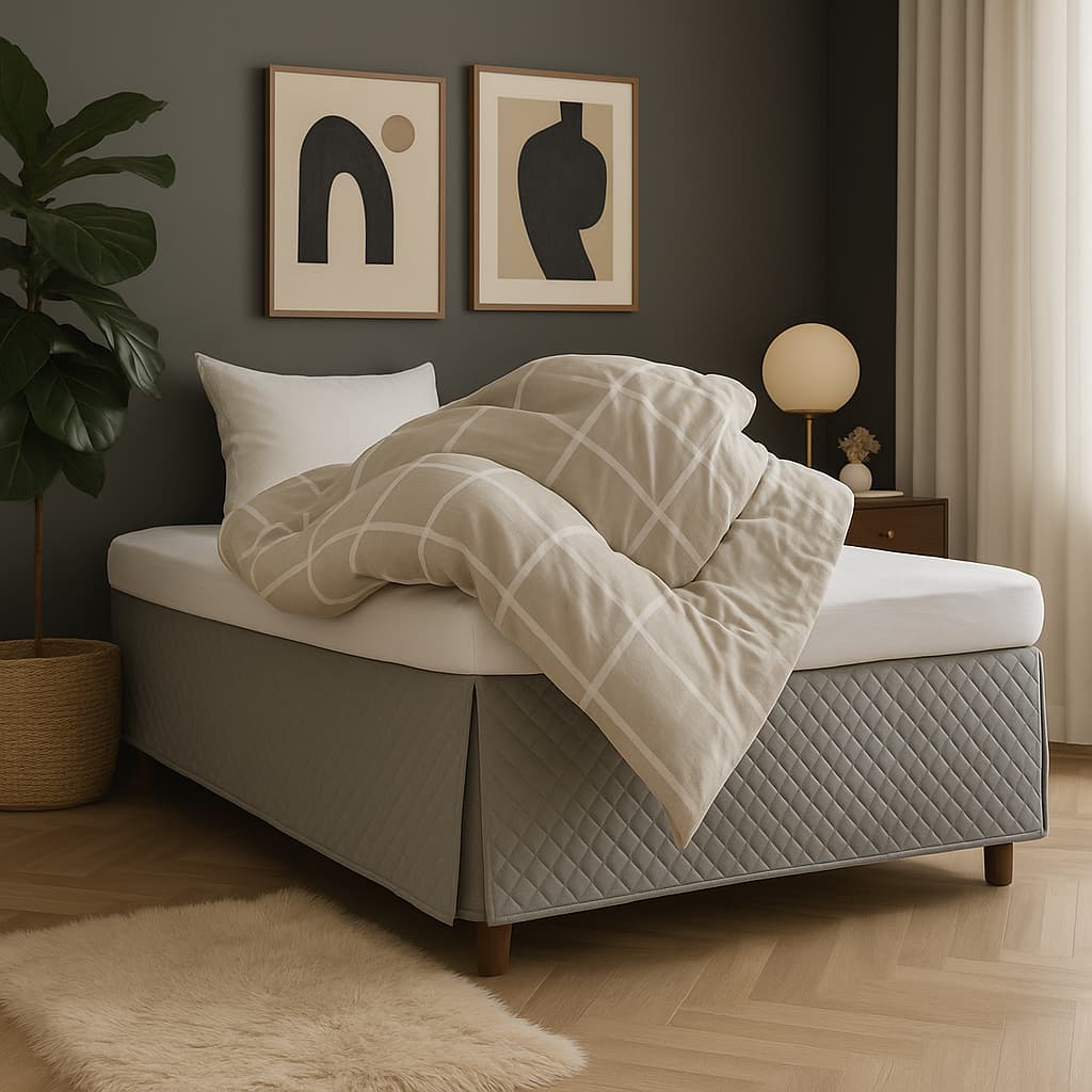 Saia Casal Cama Posta Box Decoração Quarto Sem Elástico Matelada