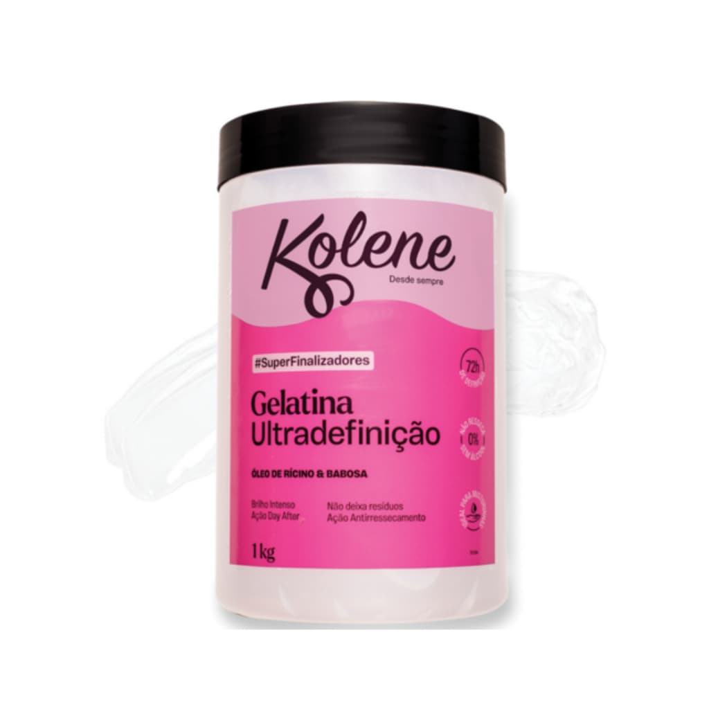 Gelatina Ultradefinição 1kg Kolene Cachos 72h Antirressecamento Brilho Intenso Sem Álcool