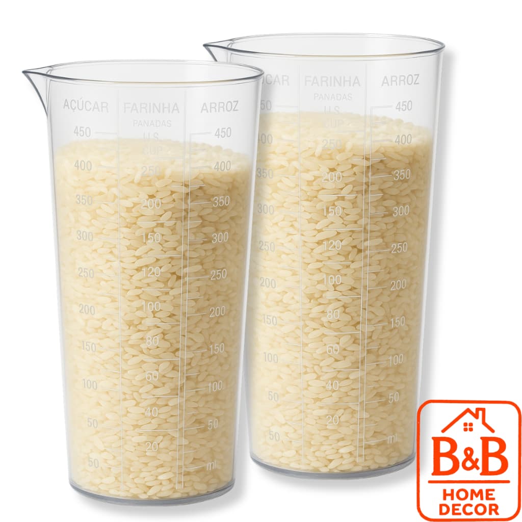 Copo Graduado Medidor 500ml Multiuso Com Escala de Xícara Líquido Açúcar Arroz Farinha e Semolina