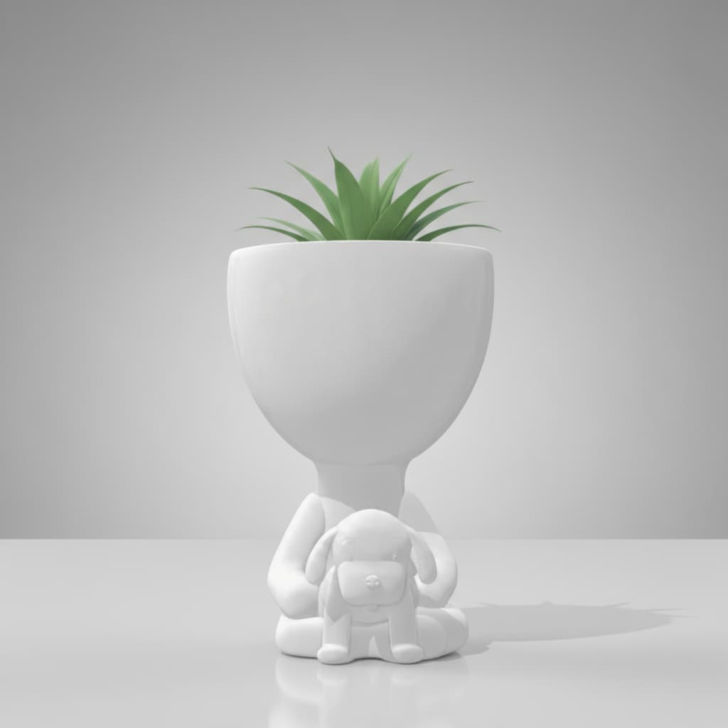 Vaso Decorativo Robert Plant Cachorro Bob 3d Flores Suculentas Cactos