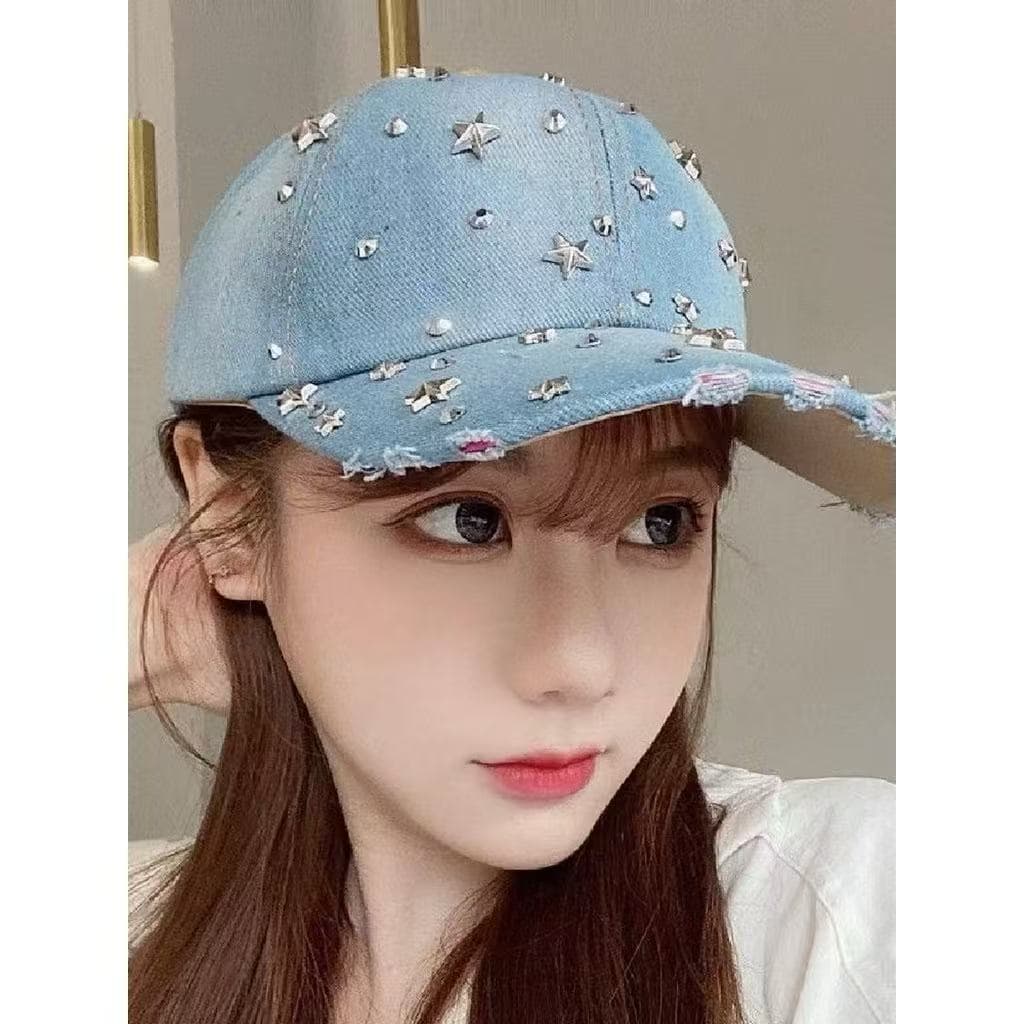 Boné feminino jeans strass vários modelos fashion diva estilo fanqueira casual balada brilho chapéu adulto importado