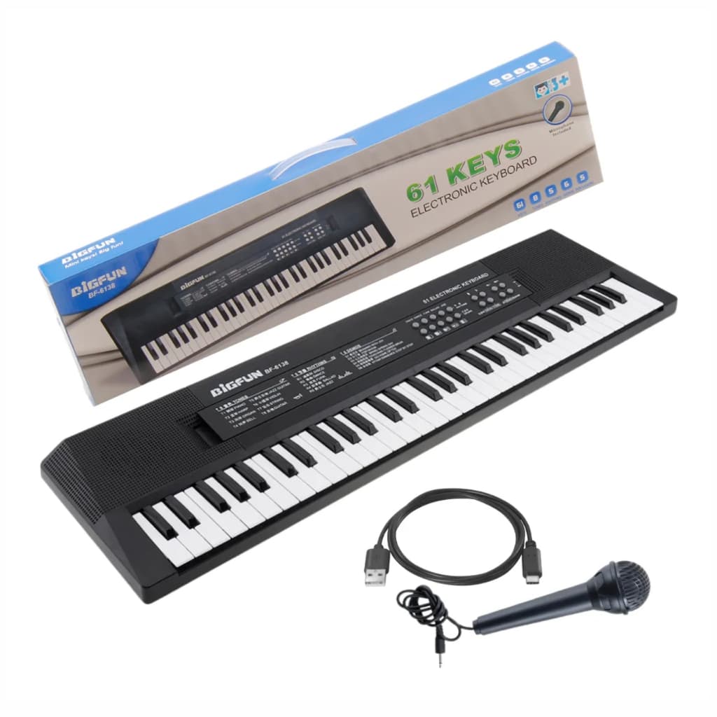 Teclado Eletrônico Órgão Infantil 61 Teclas Musical Para Iniciante com Microfone