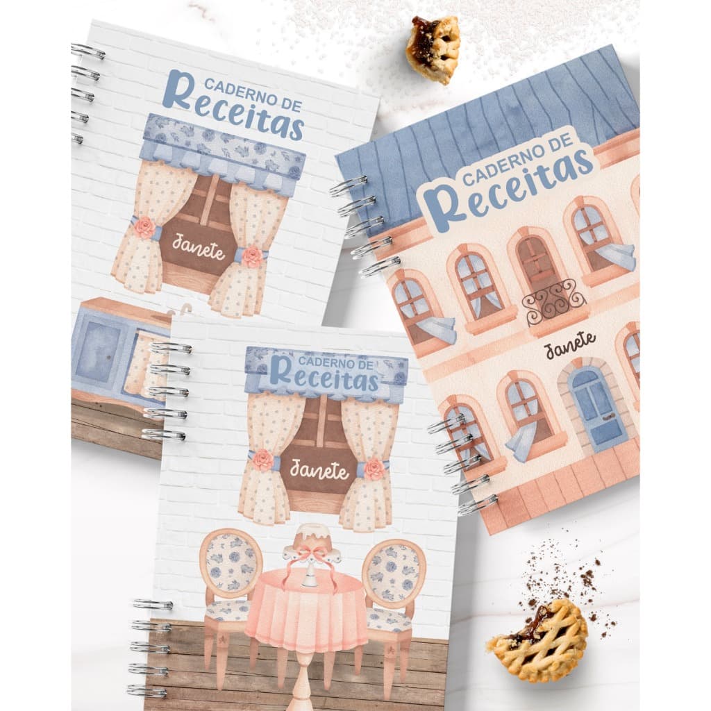 Caderno de Receitas Azul Vintage (uma folha por Receita)