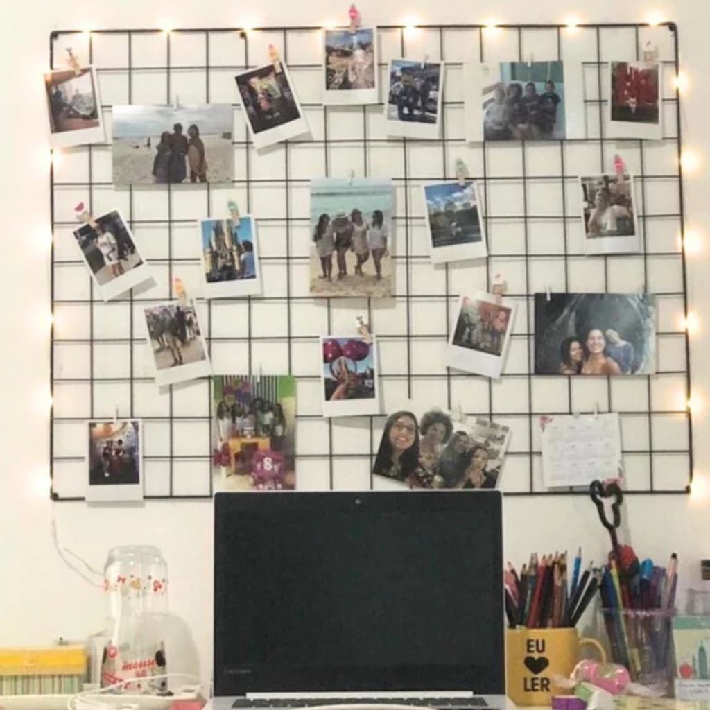 Memory Board Com Mini Prendedores + Led Enfeite de Natal - Tela Aramada Painel de Fotos com fixador