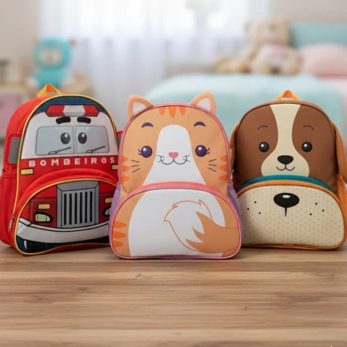 Mochila Infantil Lúdica 3D Alça Ajustável Menina Menino Mochila de Escola Bichinho Animais