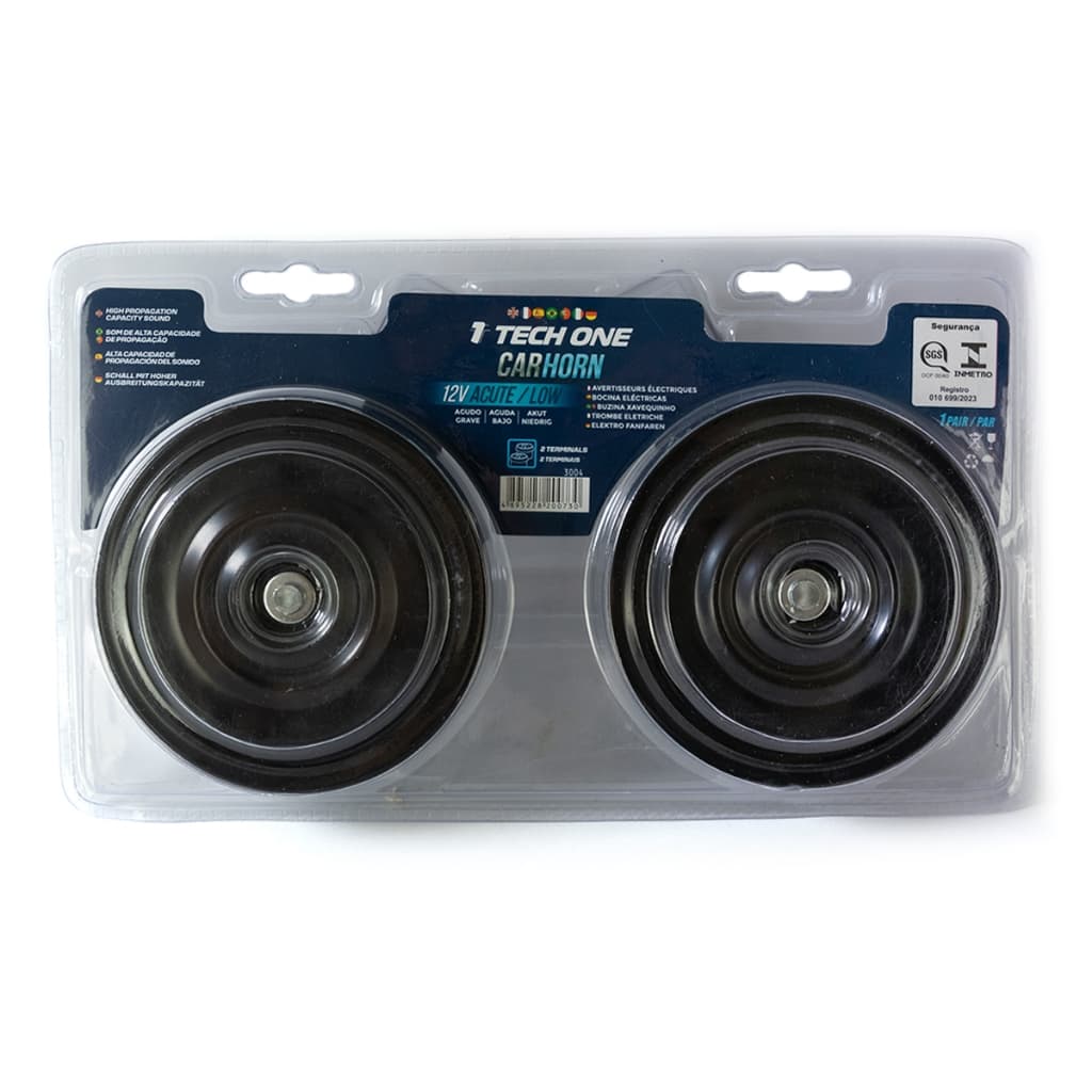 BUZINA TECH ONE 12V XAVEQUINHO DUPLA 2 TERM PLAST GRAVE/AGUDO