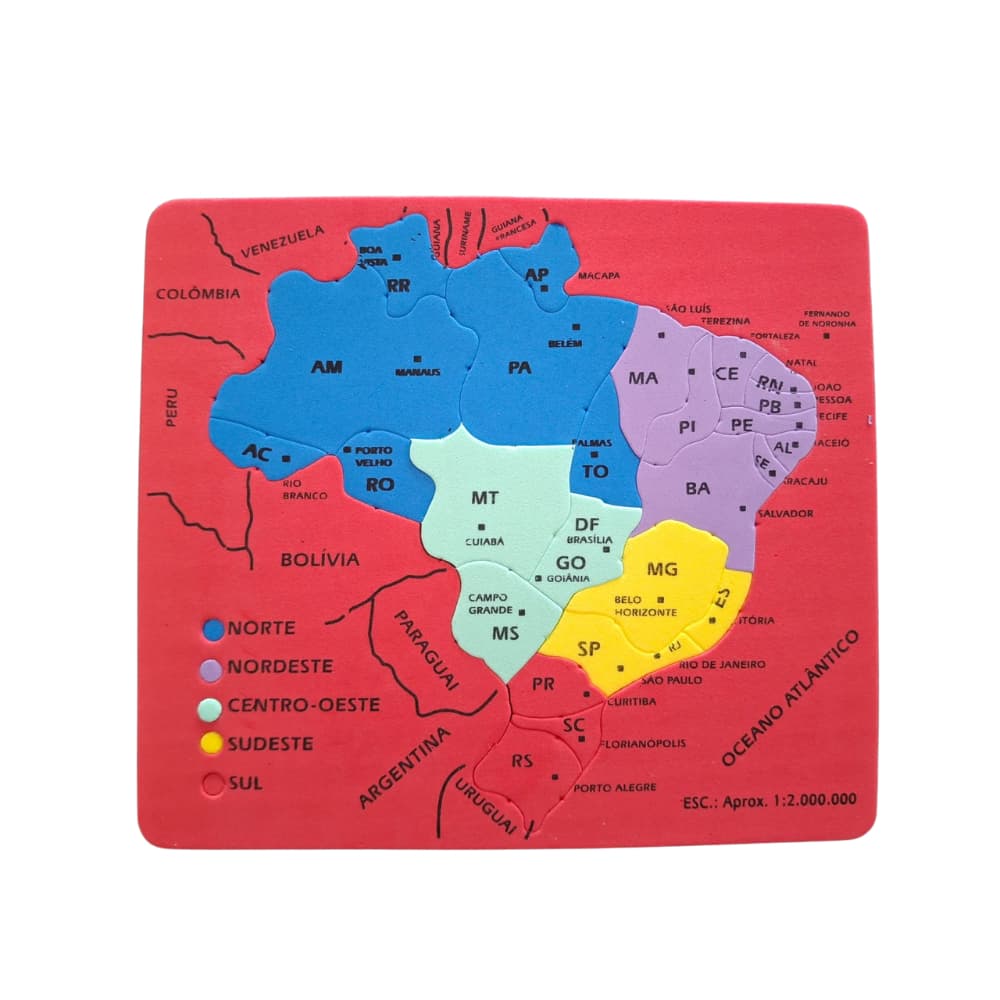 Quebra Cabeça em EVA desenho Mapa Brasil Educação Infantil 23x20cm