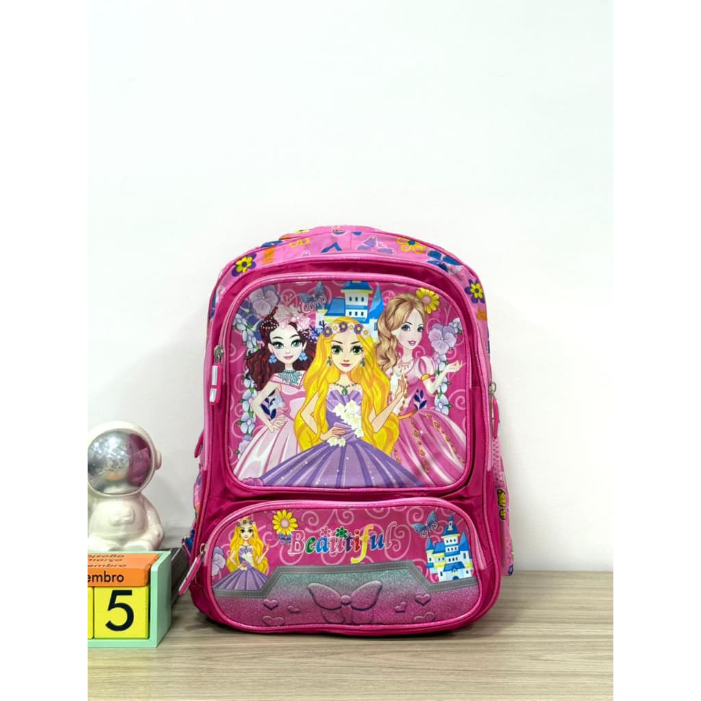 Mochila Escolar Liso Estampado Infantil Bolsa  Menina Grande