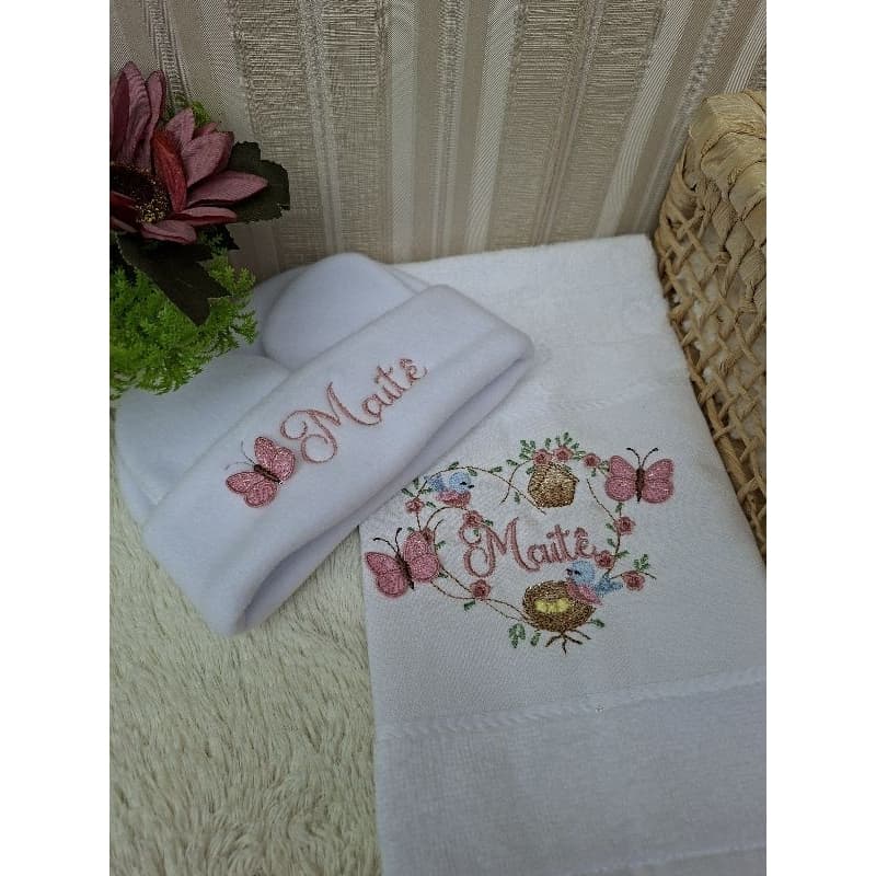 Kit Toalha de Boca com Touca e Luvas bordadas Dohler/Karsten