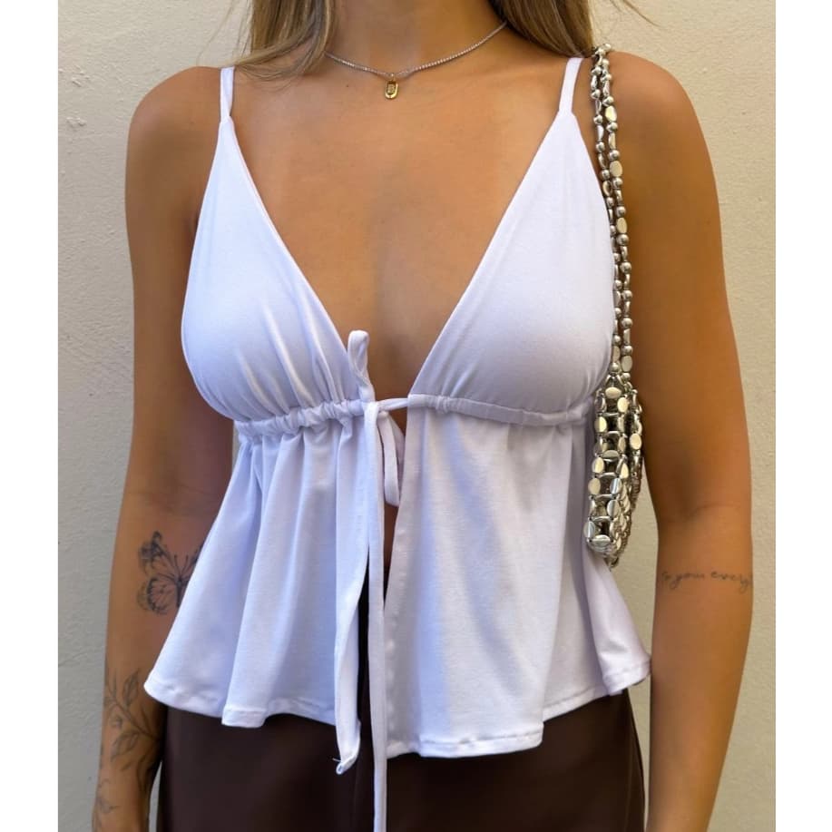 Cropped bata soltinha com amarração frontal alça regulável com e sem bojo verão estilosa para fim de ano chic tendencia