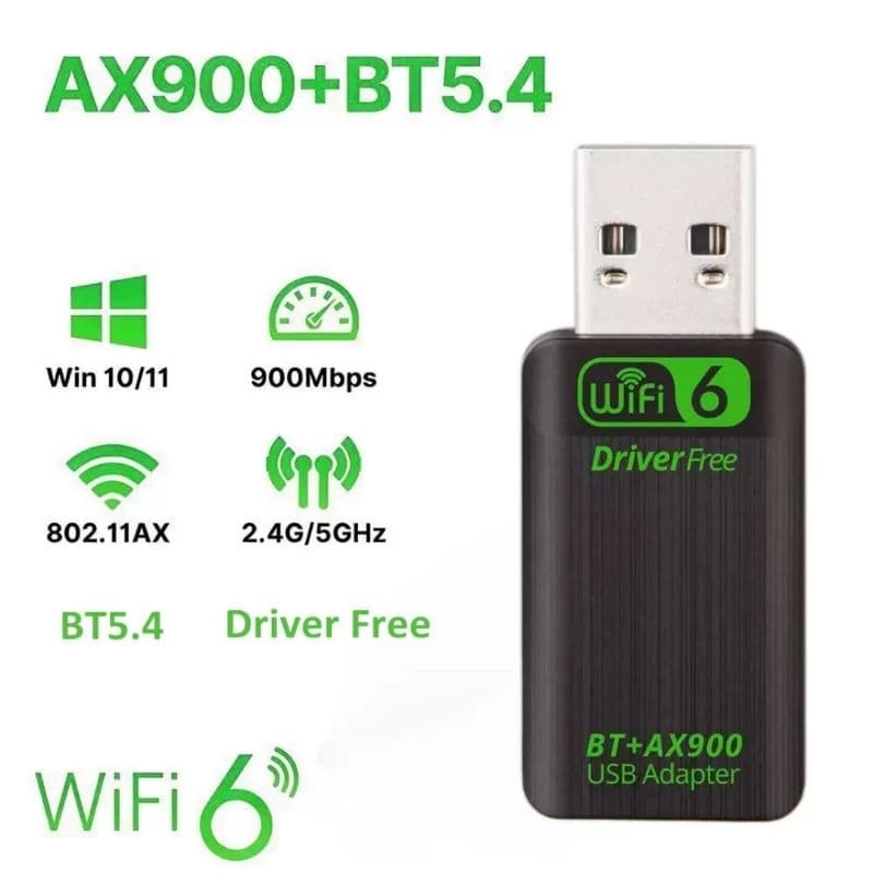 Placa de Rede USB Wi-Fi Dual Band AX900 + Bluetooth 2.4 | 900MbpsPlug & Play PC