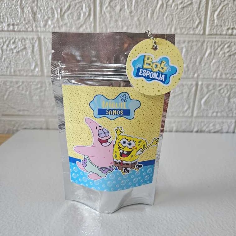 Saquinho Metalizado B. Esponja Personalizado /Lembrancinha de Festa B. Esponja / Personalizados B. Esponja