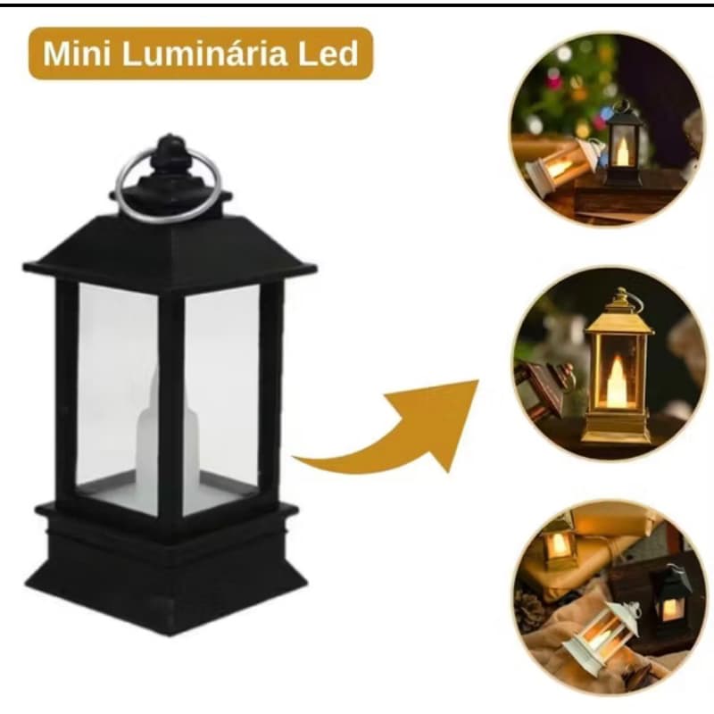 Mini luminária Natalina Com Vela Led Enfeite De Natal Decoração Papai Noel Arvore De Natal