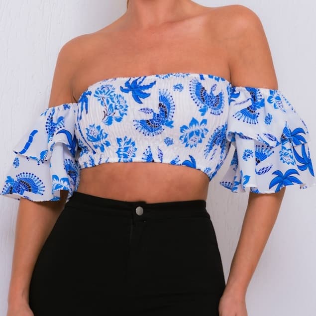 Cropped Blusinha Floral Feminina Moda Verao
