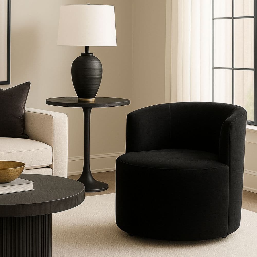 Poltrona Cadeira Orgânica Sofie Luxo Curvo Sala Recepção Escritório Salão Moderno Tecido Suede Preto