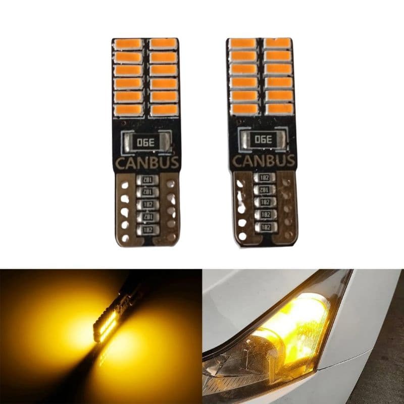 Par Lampada LED Pingo T10 24 Leds Laranja 12V