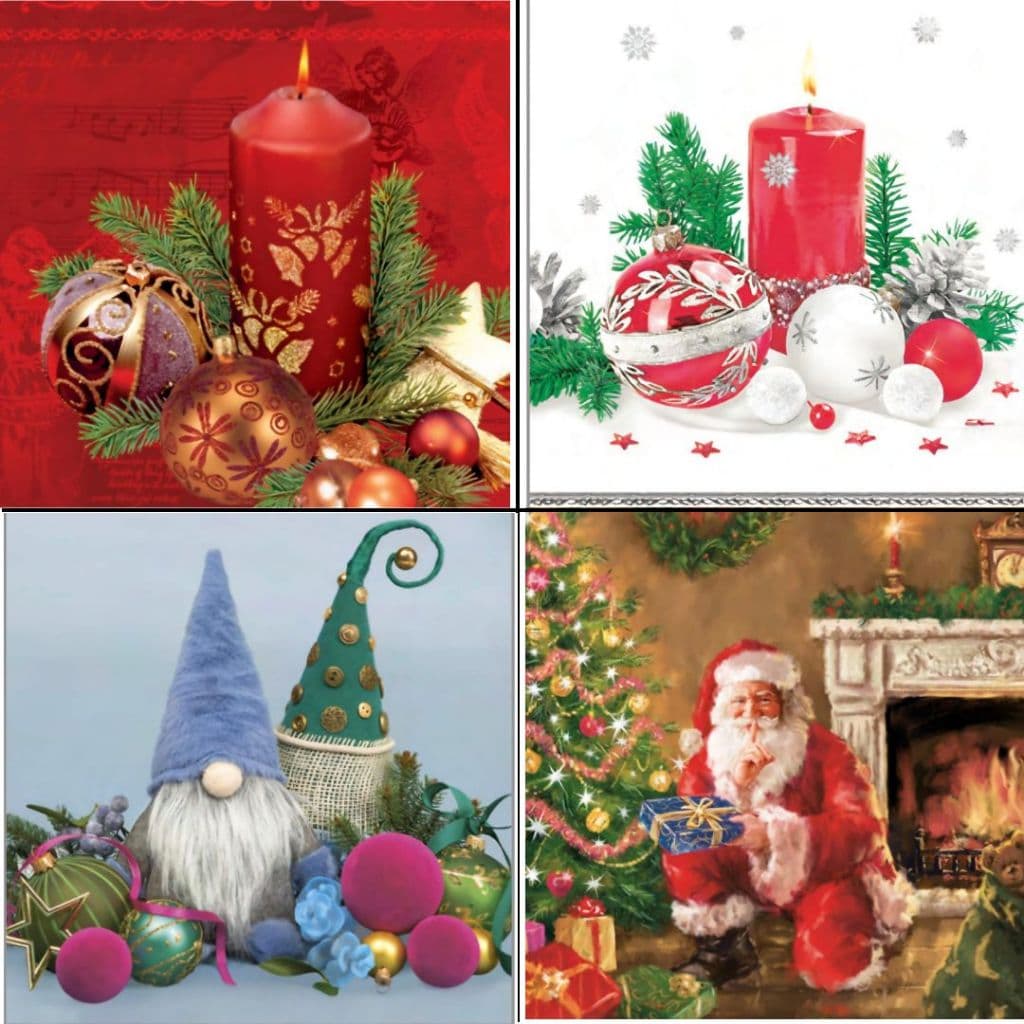 Kit Com 4 Unidades De Guardanapo Para Decoupage Estampas Natalinas