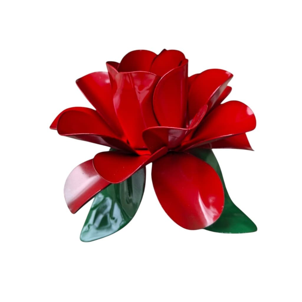 Castiçal De Mesa Em Ferro Formato Rosa Rústico Velas Mesas