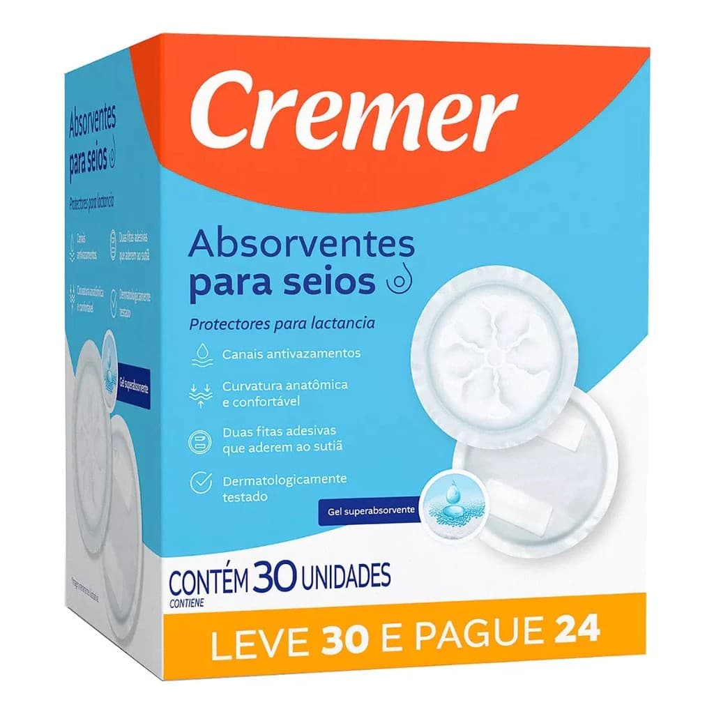 Absorvente Para Seios Cremer Leve 30 Pague 24 Un