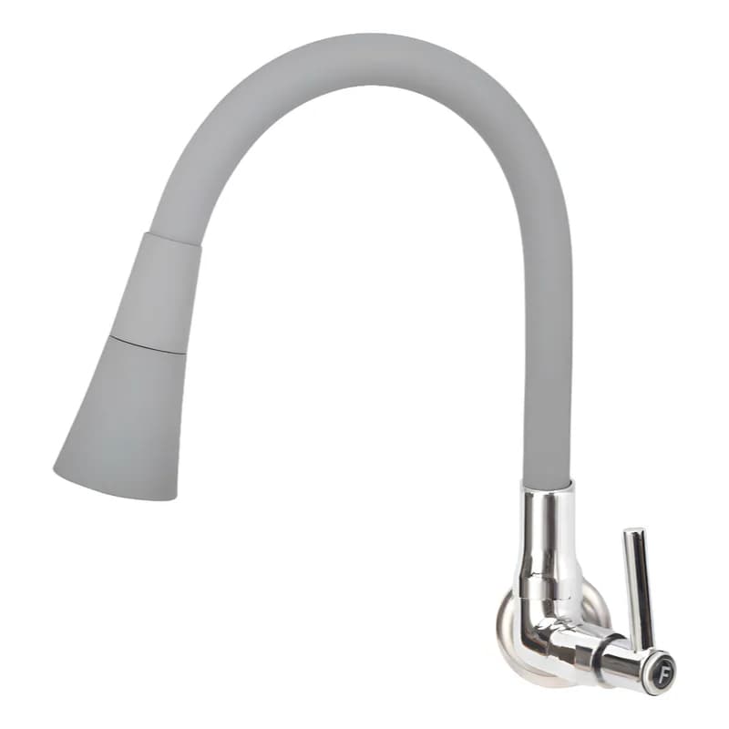 Torneira Cozinha Gourmet Luxo Cone Cinza Parede 100% Metal