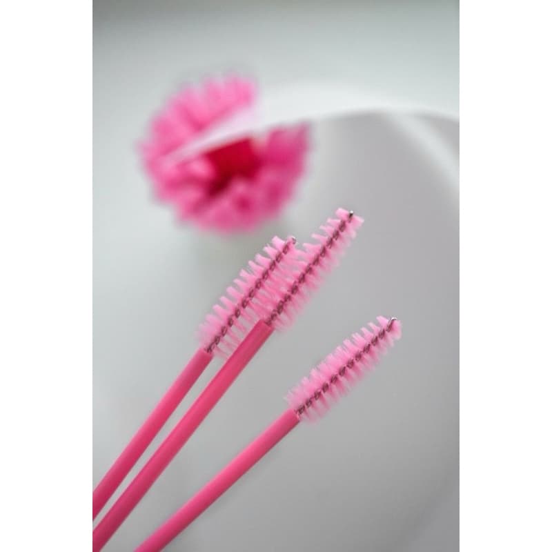 Kit de 50 Escovinhas Descartáveis Rosa de Cílios Sobrancelha Extensão e Alongamento